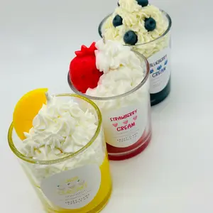 Dessert Candle Trio, Strawberry Candle, Lemon Candle, Blueberry Candle Aroma Decor safe candles Scent Scented