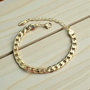 Brazalete cubano dorado 6mm x 7+ ext = 9 pulgadas