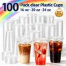 Disposable Transparent BPA-Free Plastic Iced Coffee Cold Cups - 12oz to 24oz Multi-Size Sturdy Cups, 50-100Pcs, Lids+Straws Ready, for Party Hosts, Home Supplies #TikTokShopSummerSale