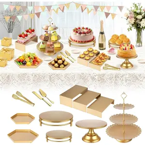 12 PCS Gold Cake Stand Set, Dessert Table Display Set with Cupcake Stand and Cake Stands for, Wedding, Birthday, Anniversary, Baby Shower, Thanksgiving, Christmas