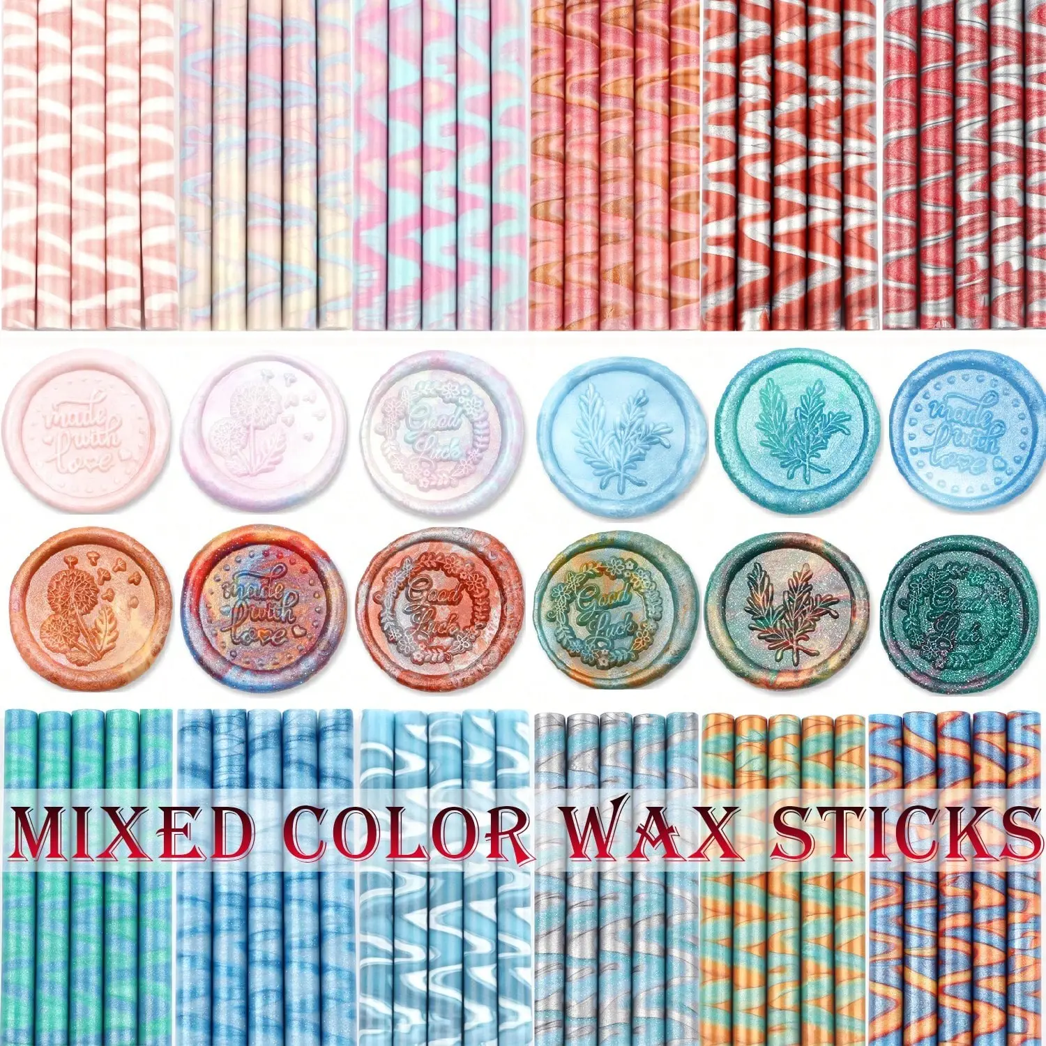 5-Pack Wax Seal Sticks, Mixed Color Wax Sticks, Vintage Aesthetic Wax Seal Stamps, Invitation Envelope Seal Labels, Elegant Stationery Accessories