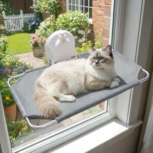 Cat Window Perch for Small Window, Cordless Cat Window Hammock, Foldable Cat Window Bed for Large Cats with Powerful Suction Cups