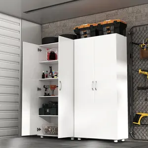 75" Tall Home Storage Cabinet with Doors and Adjustable Shelves for Pantry, Laundry, Office, or Garage