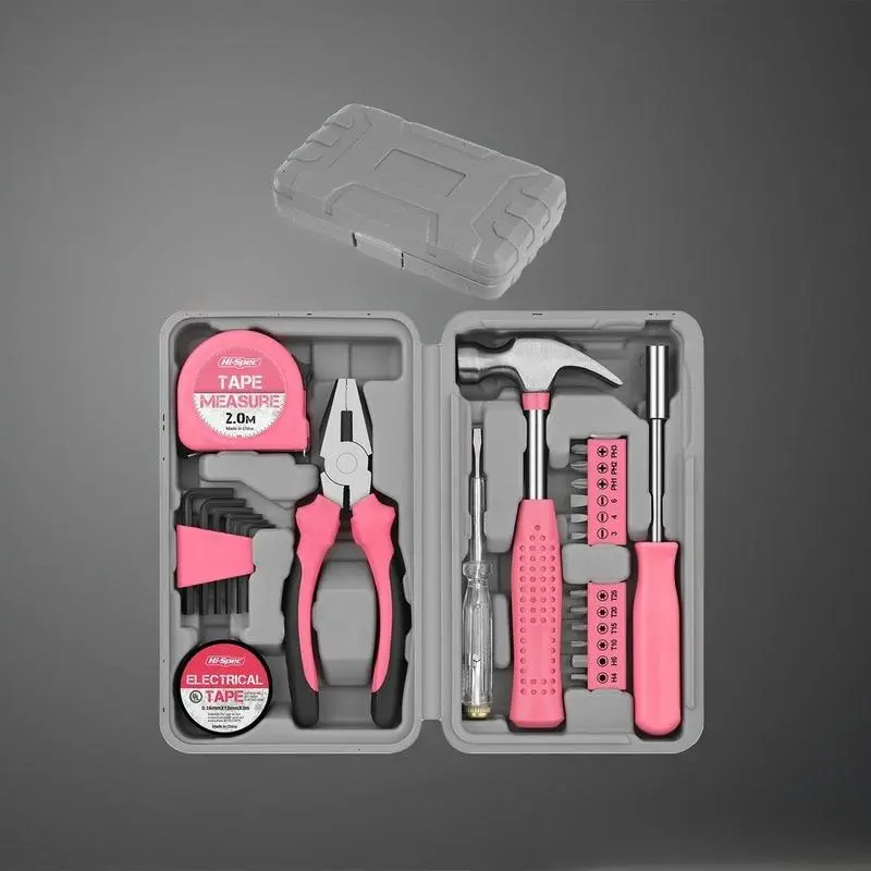‌Pink Mini Tool Box Set 24-Piece DIY Starter Kit for Women Home Projects Essential Tools Compact Household Maintenance