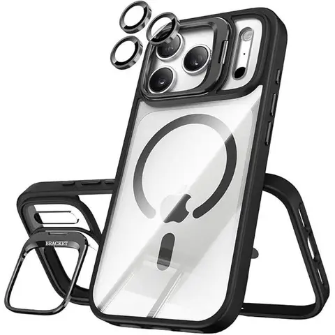 Magnetic Phone Cases for iphone 18 Pro Max 18 Pro 17 Pro Max 16 15 14 13 12 Pro Max Plus MagSafe Wireless Metal Casing Cover Military-Grade Drop Protection, Button-Protected Design, Lens Stand,Transparent Camera Screen Protector Case for iphone 18 Pro Max