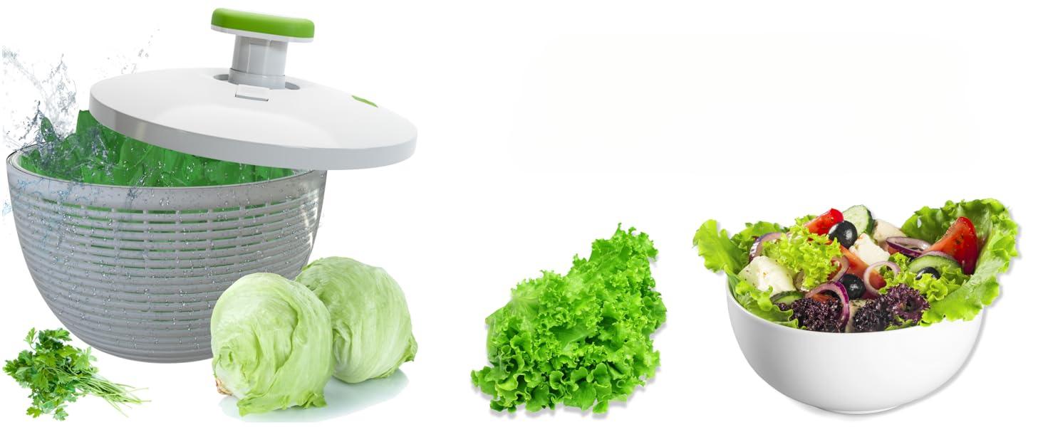 6.2 Qt Capacity Salad Spinner for Salad Prep, Kitchen Utensil Fruit & Vegetable Washer Dryer with Bowl & Colander, 1-Hand Pump, Compact Storage for Greens