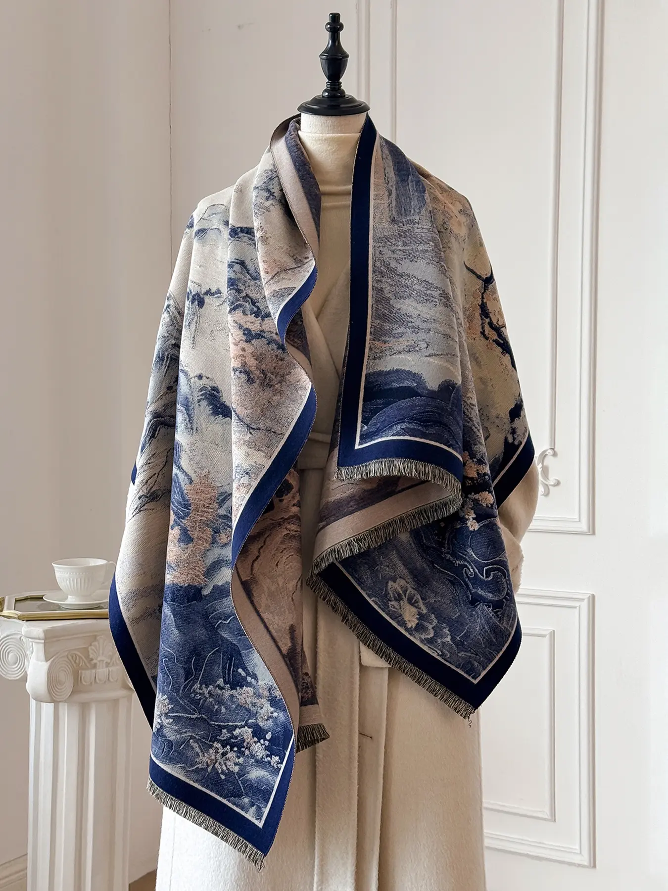 Fashion Casual Landscape Pattern Scarf, Comfortable Warm Thick Shawl, Perfect for Fall & Winter, Women and Girls Fashion Accessory