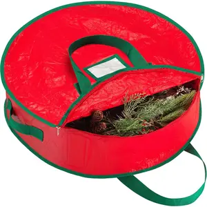 Laundry, Christmas Wreath Storage Bag - Durable, Tarp Material, Zipper, Sturdy Carry Handles, Pest Protection - Ideal Home, Garage Organization for Seasonal Holiday Wreath Decorations. (30")