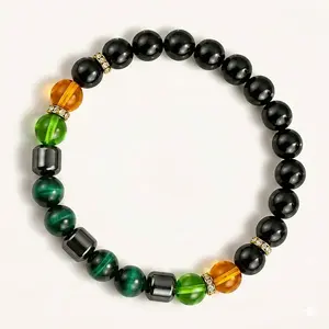 Wealth Bracelet — Crafted from Natural Green Tiger's Eye and Obsidian — A Lucky Charm and Fortune-Turning Bracelet — A Perfect Gift