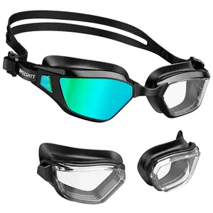 【Vecukty】Professional Black Swimming Goggles, Adjustable Anti Fog Eyewear for Adults