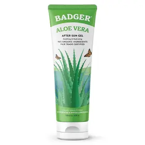 Badger Aloe Vera Gel - Soothing & Hydrating 96% Organic Ingredients 100g US Made Fair Trade Certified Moisturizing After Sun Care