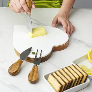 Heart shaped cutting tool set, ceramic cutting board,lovewood box, high temperature resistant, householdkitchen supplies, cutting butter, cutting fruits