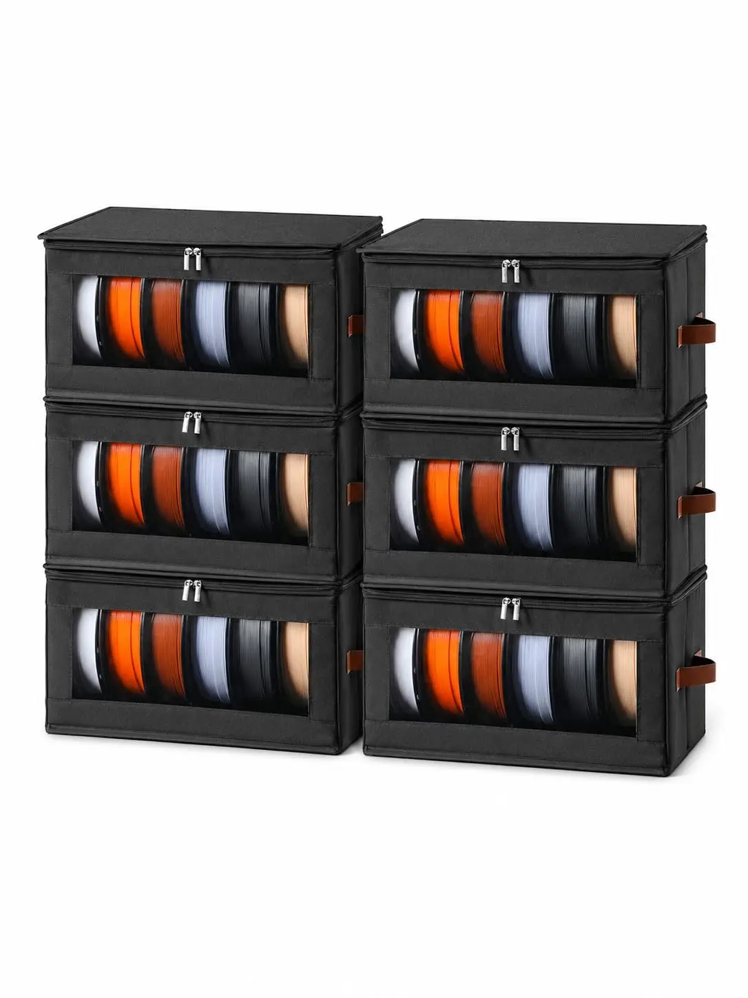 3D Printer Filament Storage Boxes - 6-Pack Travel Organizers with Desiccants, Holds Up to 36 Rolls, Storage Rack for Home, Office Workshop