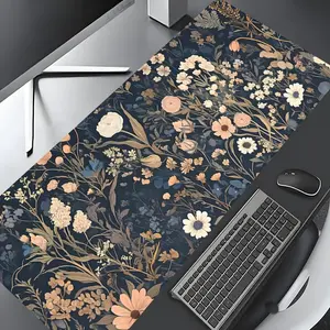 Cute Dark Floral Vintage Plant Large Gaming Mouse Pad,Boho Art for Retro Office Decor Aesthetic Desktop Decoration Pad,Washable Rubber Pad Non-Slip Lock Edge Multi-Size Mouse Pad Suitable For Home Office,Good Gift for Family and Friends