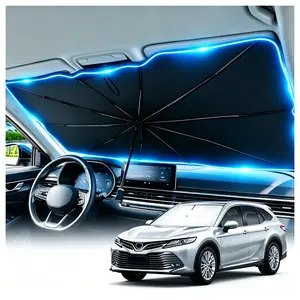 Foldable Car Windshield Sun Shade Umbrella Cover, Titanium Silver UV-Protection Heat-Insulation Sun Visor, Portable Front Auto Window Shade with Storage Bag
