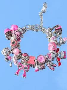 Leopard Print Bow Heart Charm Bracelet, Donut Cake Bracelet, Heart Flower Bracelet, Fun Mask Golf Bracelet, Unique Jewelry Accessory