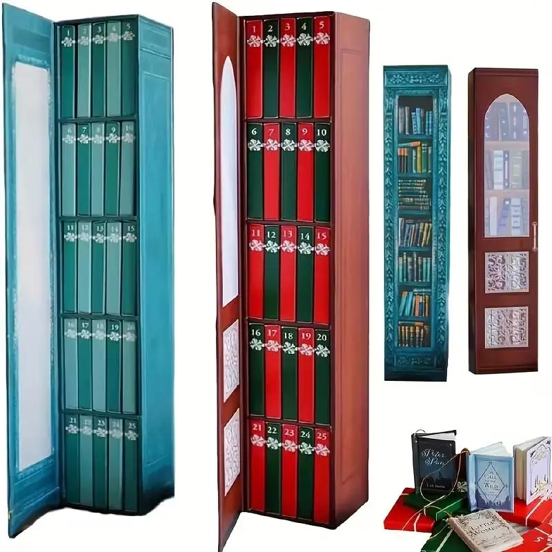 Mini Book Advent Calendar for Christmas Lovers, Includes 25 Books Countdown, Holiday Decoration, Perfect for Christmas Tree Decorations, Calendars Planners