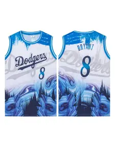 Basketball Jersey Blue Marble Abstract Landscape Print Number 8 Dodgers Logo Art Sports Shirt Soccer Team Uniform Fan Gift Sport Top