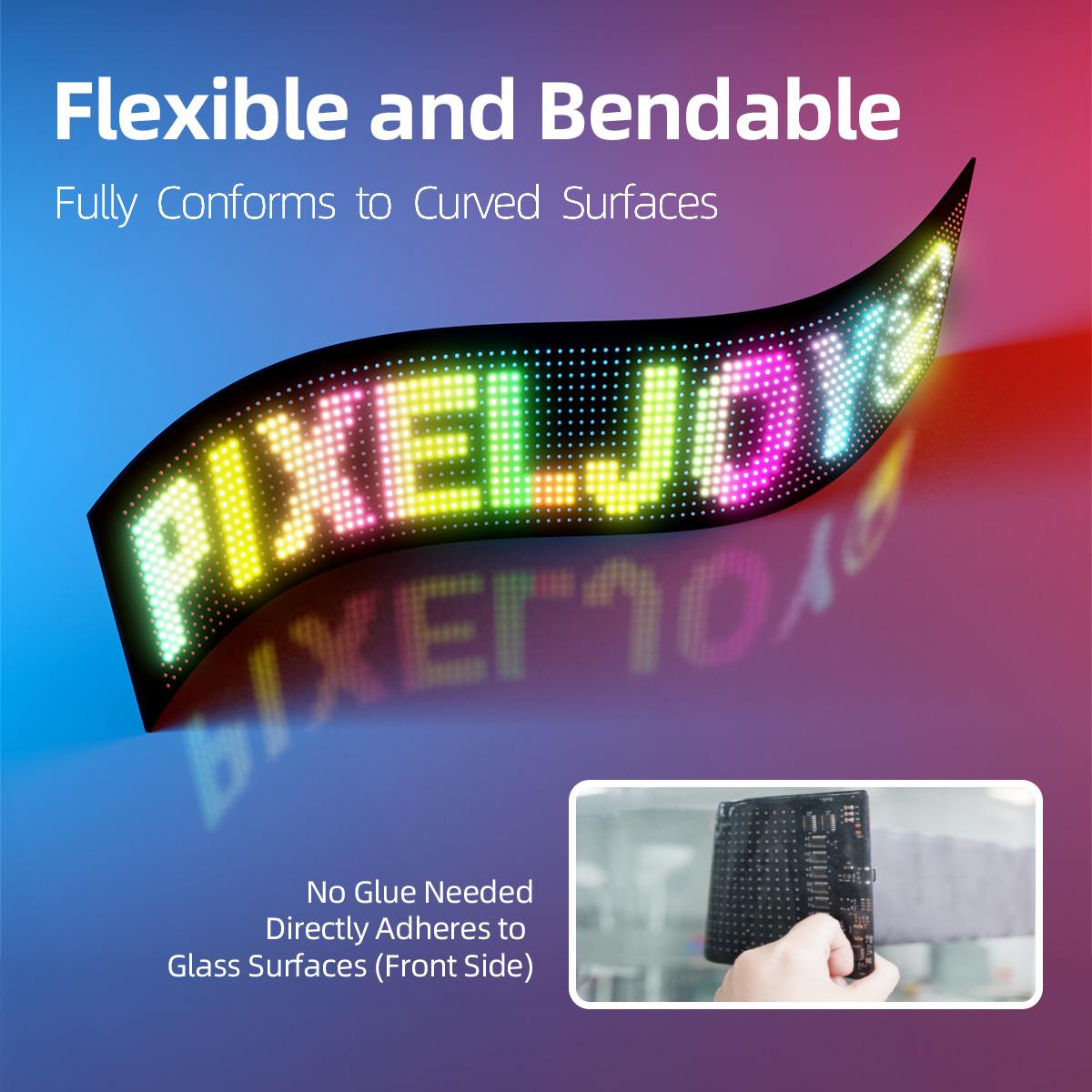 DAYBETTER Flexible LED Car Sign USB 5V Bluetooth Matrix Panel DIY Programmable Scrolling Light for Car Party Wedding Festival Smart APP Control Customized Function Brilliant Colorful Lighting