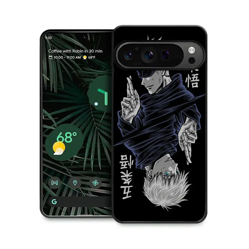Cartoon Manga Anime Jujutsu Kaisen Gojo Satoru Phone Case for Google Pixel 9 8 7 6 Pro XL 6A 7A Black Case Soft Cover