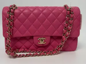 Pre-owned CHANEL leather Crossbody Bags Classic Flap Medium Pink Caviar Gold Hardware Bag P038CC