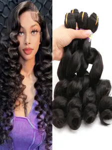4 Bundles Loose Wave Quick Weave Hair Bundles High Temperature Synthetic Fiber Hair Weave Extensions for Women Natural Black Color 18 18 18 18 Inches