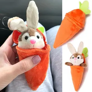 20cm Cute Carrot Rabbit Plush Toy Stuffed Creative Pendant Detachable Bunny Pendant Baby Cuddly Bunny Doll for Kid Birthday Gift