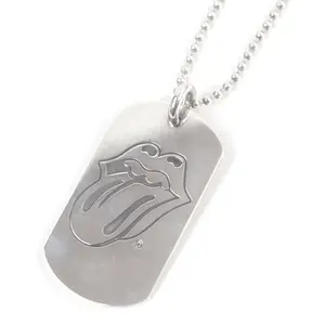 Pre-owned Chrome Hearts Sterling Silver 925 (Ag925) Small Leather Goods Rolling Stones Lip & Tongue Necklace Pendant