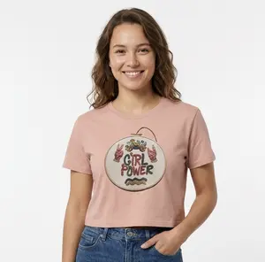 Girl Power embroidery hoop Tee | Boxy cropped t-shirt, Everyday Womenswear, Graphic Statement Top, Vintage Floral Outfit, Summer Streetwear Tshirt, Casual Crewneck Shortsleeve. Cotton Fabric Print
