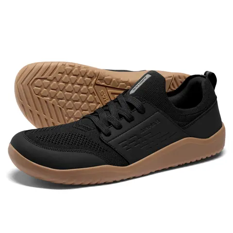 AIRHAS Men's Wide Toe Box Barefoot Running Shoes - Lightweight Breathable Polyester Sport Trainers, 0-Drop Versatile Athletic Footwear, Rubber Lugs Steady Grip Workout Casual Cross Trainers