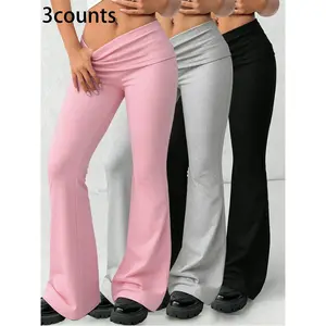 Women's High-Waisted Flare Pants, Tight Yoga Pants, Slimming Body Shape Design, Casual Romantic Style, Spring & Fall Fashion