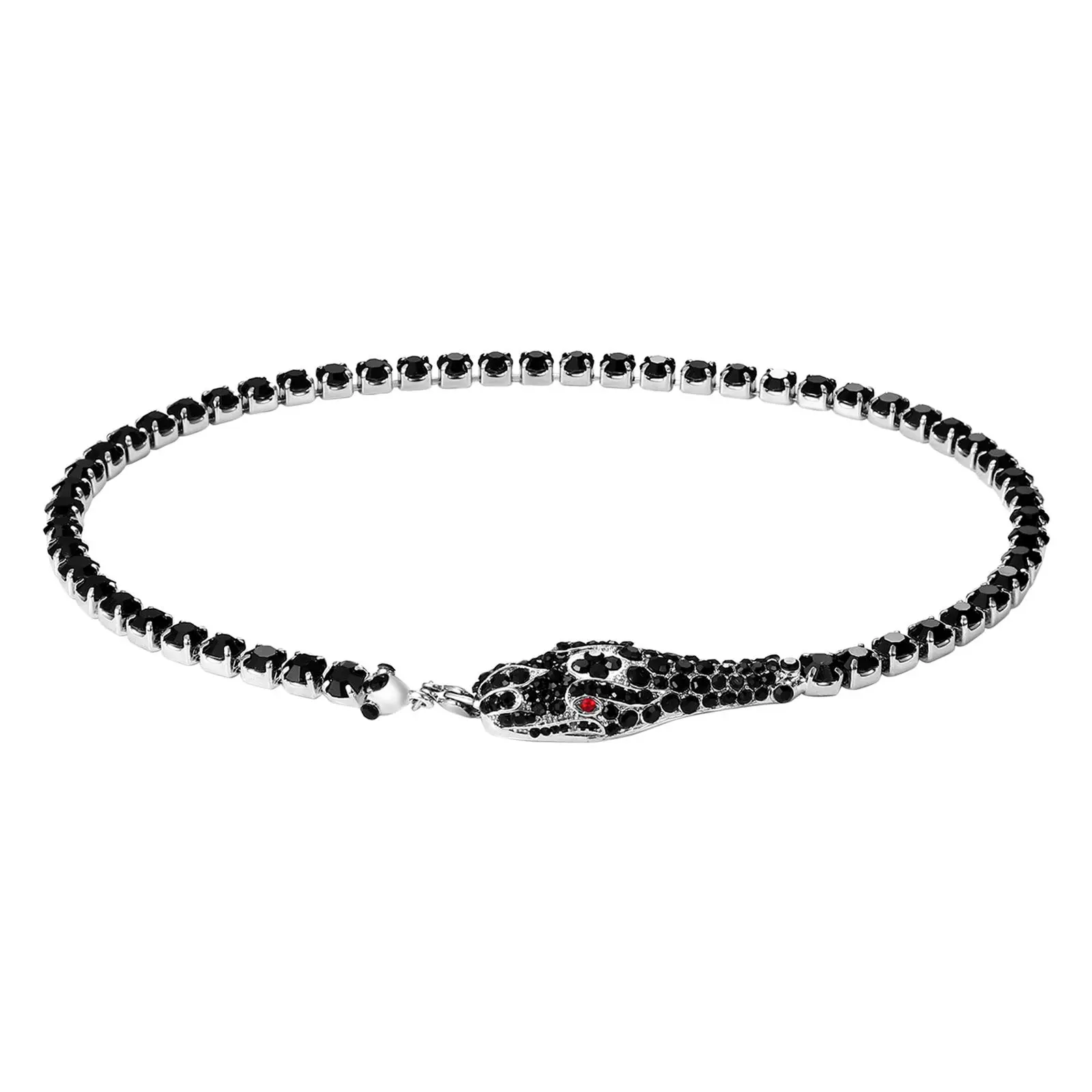 OIDEA Women's 6MM Cubic Zirconia Thin Chain Necklace - 3D Snake Tennis Choker, Animal Shape Fashion Costume Jewelry, 3D Snake Necklaces, Animal Shape Necklaces