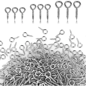 300 count Small Screw Eye Pins 3 Sizes Screw Threaded Eye Pin Hooks Mini Stainless Steel Eyelet Screws Hooks for  Making DIY Art Craft (0.16 x 0.3 0.16 x 0.4 0.2 x 0.) Inch