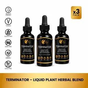 3 Bottles of Coco March N.M.D Terminator Liquid Plant Herbal Blend, Digestive Health Supporting Dietary Supplement for Adults - 59 Servings per Bottle