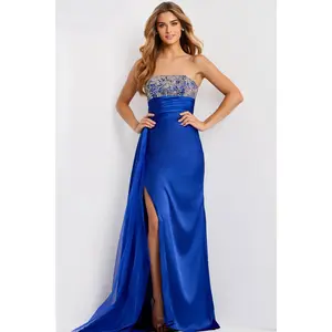 Jovani -43674 Beaded Strapless Column Dress