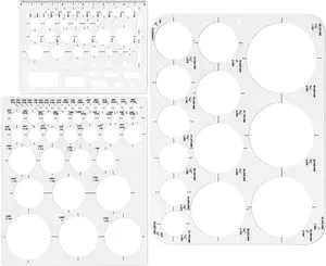 Tamaki Circle Template Circle round Stencil Templates for Drafting for Office and School Building Formwork Drawings Templates, Large and Small Size, 3 Pack