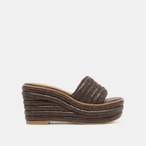 Dolce Vita THRONE WIDE WEDGES CHOCOLATE RAFFIA