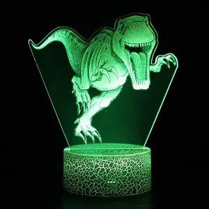 Acrylic carved 3D desk lamp, small night light, dinosaur shaped light, remote control LED visual stereoscopic night light 02