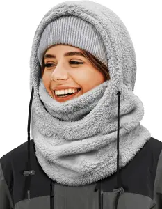 Winter Fleece Ski Mask for Men & Women – Hooded Neck Warmer, Windproof Face Cover, Thermal Cold Weather Hat Scarf