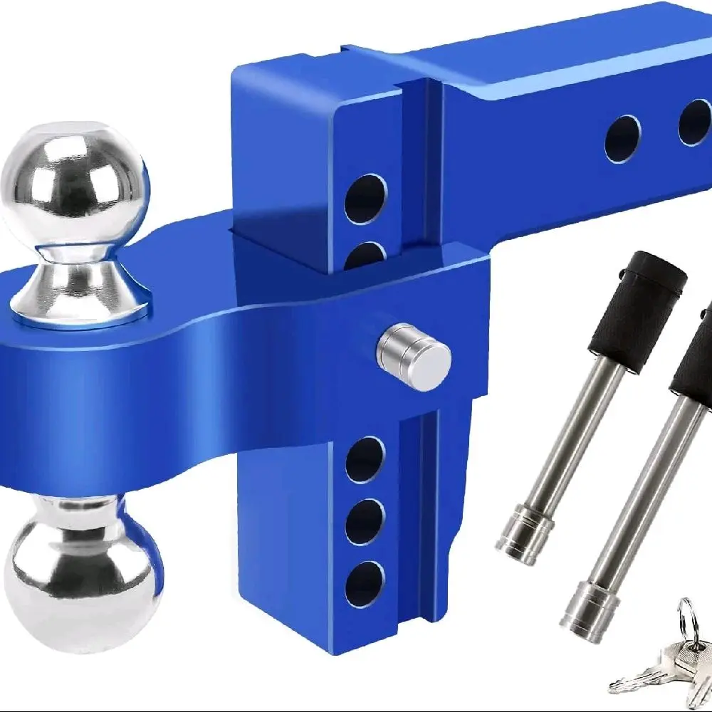 Aluminum 2.5 Receiver Hitch 6" Drop/Rise 18500 LBS GTW with 2 Stainless Steel Locks Ball Mount 2" & 2-5/16" Dual Towing Ball