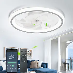 DEMILARE Ceiling Fan with Light, Modern Low Profile Flush Mount Fan, LED Dimmable Ceiling Fan with Remote Control, 6 Speed Reversible Fan, Smart Control Bedroom Living Room Kitchen Fan, Quiet Energy Efficient Fan, Easy Install, SummerVibes