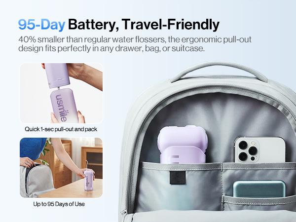 usmile C10 New Cordless Oral Irrigator - Oral Plaque Remover (99% Plaque Removal), IPX7 Waterproof, 95-Day Battery Life, 3 Tips Included, Adjustable Settings, Charging Cable & Batteries Included, Single Unit Dental Care Water Flosser,sohochic