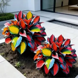 1000+ Premium Hosta Seeds for Red-Yellow-Blue Striped Leaves – Hardy, Striking, and Perfect for Modern Landscapes