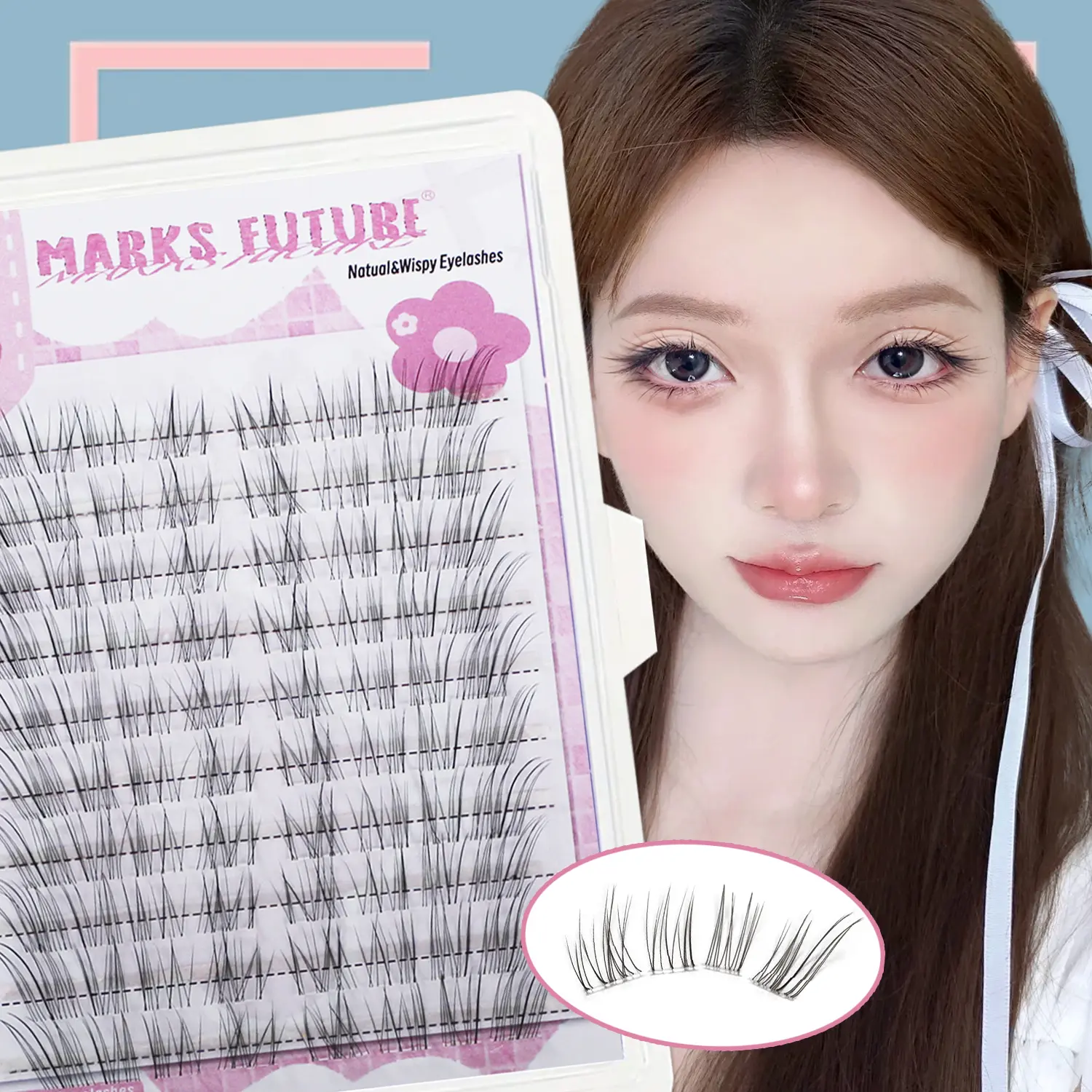 Pure Desire Supernatural Eyelashes, Wispy Lashes, Volume Lashes, Front Short Back Long Design, 80 Clusters, Easy DIY Use, Suitable for Daily Wear, Makeup