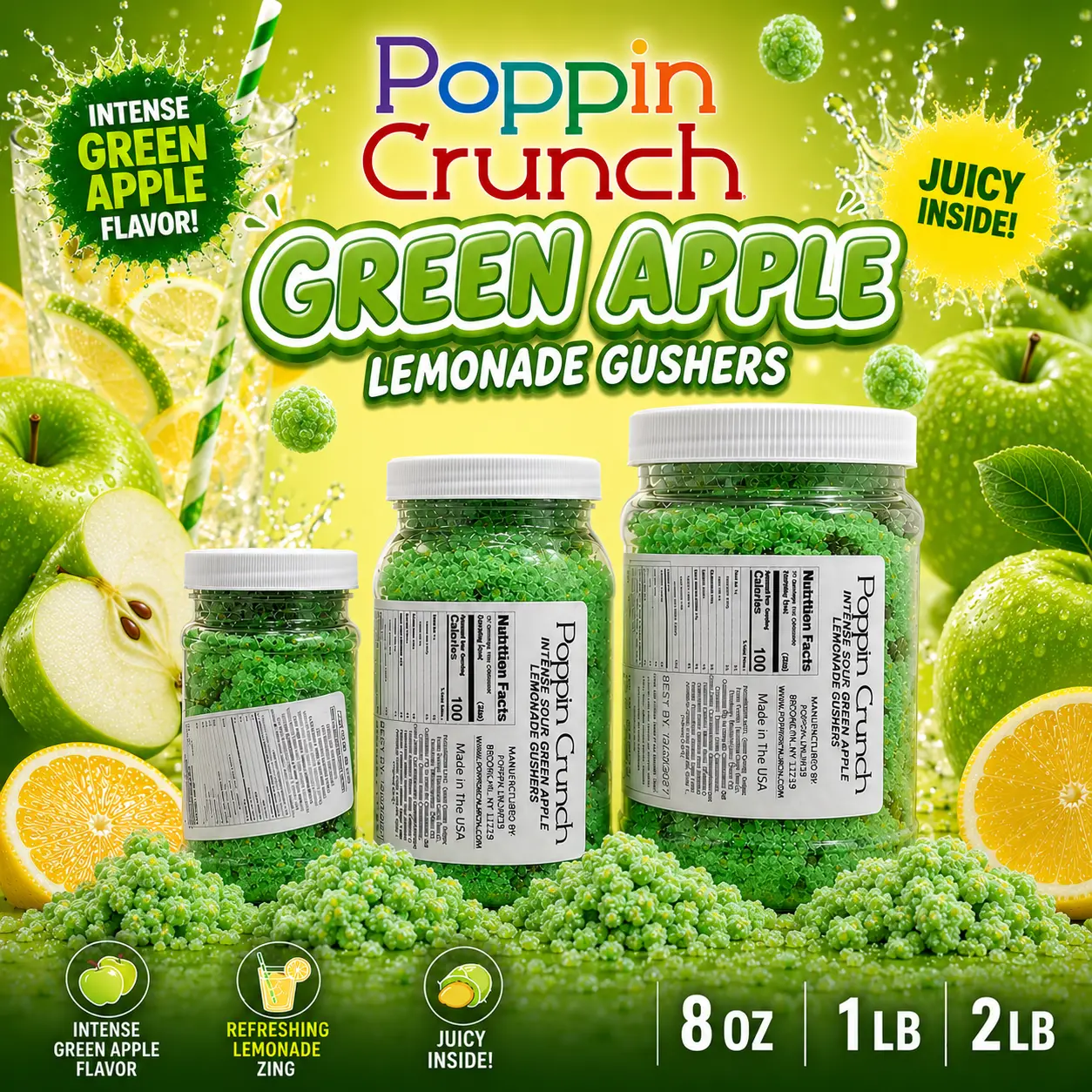 Poppin Crunch Intense Green Apple Lemonade Gushers - Choice of Sweet or Sour Poppin Crunch Intense Green Apple Lemonade Gushers - Choice of Sweet or Sour