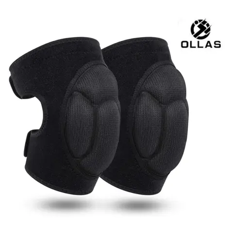 Adult Volleyball Knee Pads - 1 Pair (Black), 20mm Thick EVA Foam, Adjustable Velcro, Anti-Slip Strip, All-Round Comfortable Protection, Curved Fit, 21*8.5in, 100-220lb, 170g, for Volleyball, Dance, Construction
