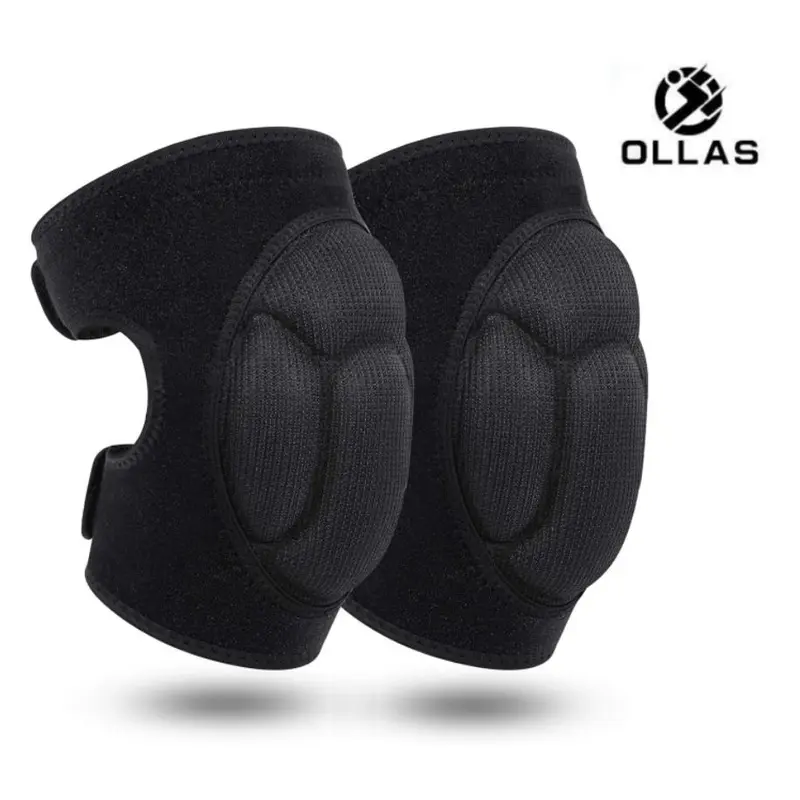 Adult Volleyball Knee Pads - 1 Pair (Black), 20mm Thick EVA Foam, Adjustable Velcro, Anti-Slip Strip, All-Round Comfortable Protection, Curved Fit, 21*8.5in, 100-220lb, 170g, for Volleyball, Dance, Construction