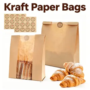 Sourdough Bread Bags, 13.8x8.3inch, 50-Pack Paper Loaf Bags With Windows for Homemade Bread, Birthday Parties, Weddings, Food Packaging and Storage bread baking supply Bakeware Kitchenware