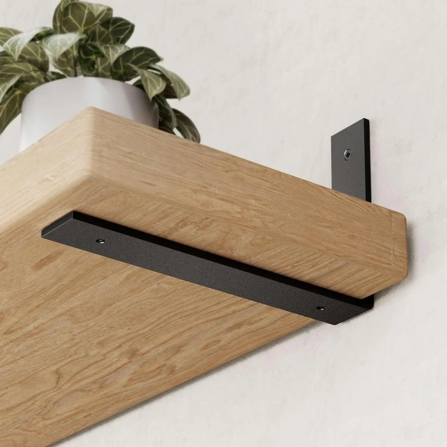 Heavy Duty Black L-Shaped Shelf Brackets, 6-Pack of 12-Inch Supports for Floating Shelves, 1/5-Inch Thick