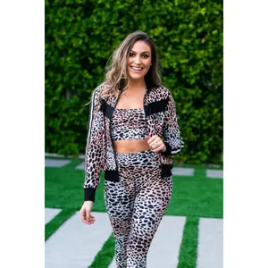 Vonn Elastic Long Sleeve Zip Up Jacket - Cheetah